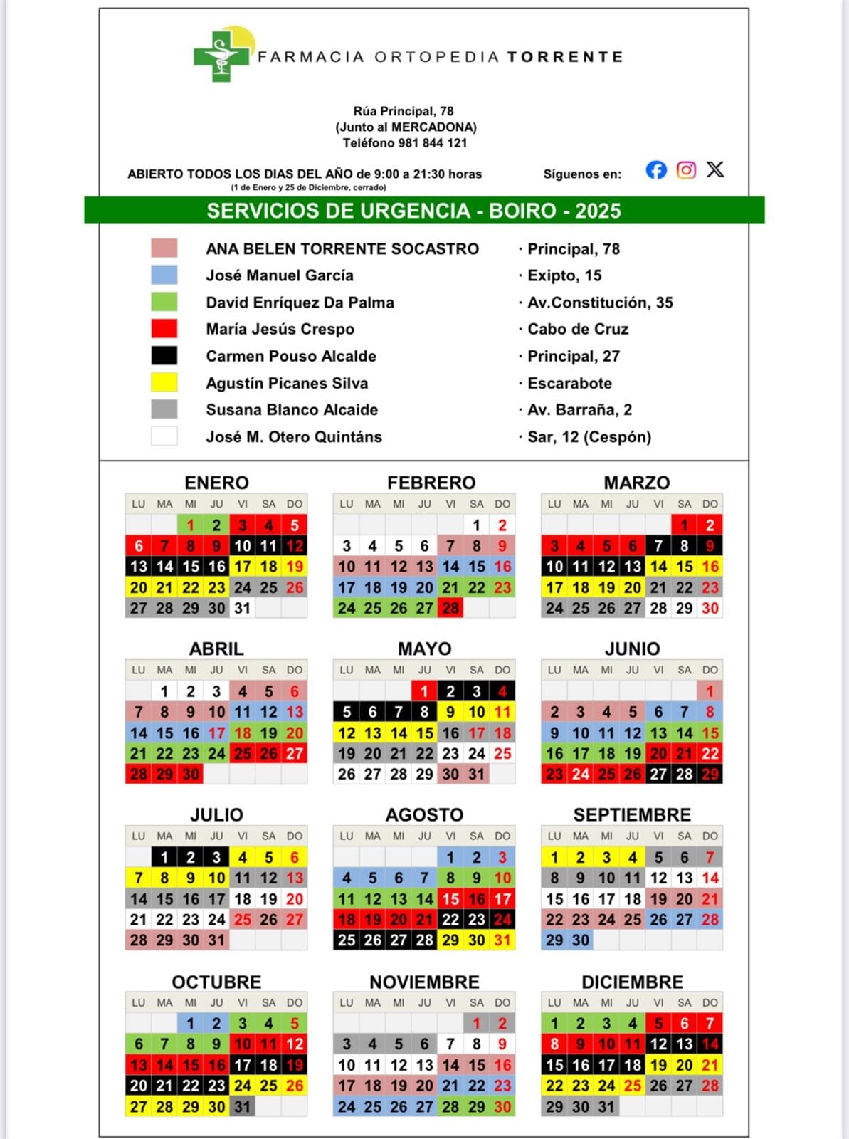 Calendario de Farmacias de Guardia en Boiro 2025 - Imagen 5